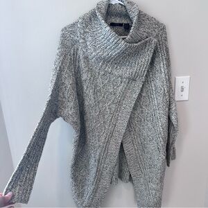 Cozy and Chic Gray Wrap Style Women's Sweater